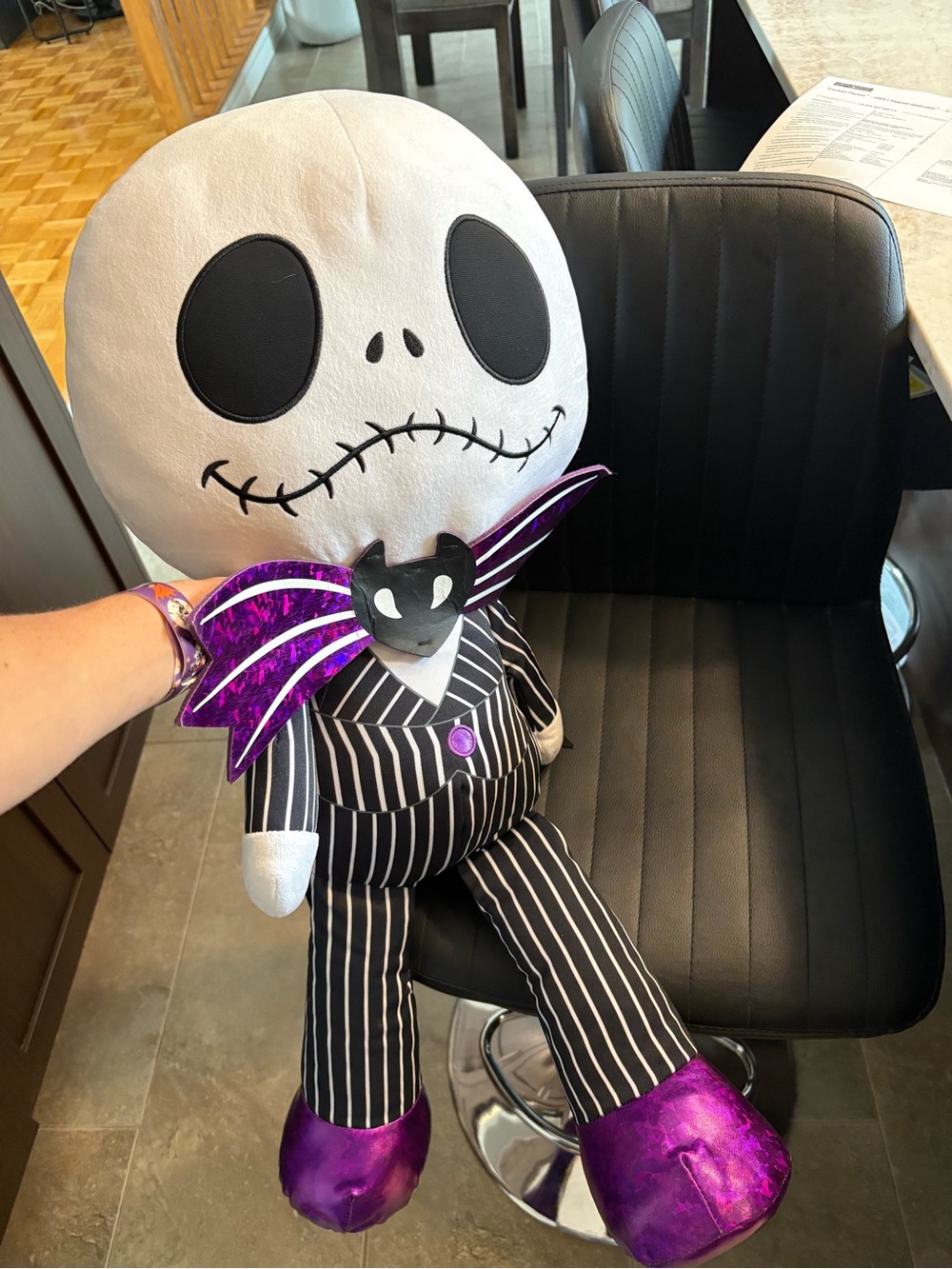 Purple-Accented Skull Plush Toy for Kids